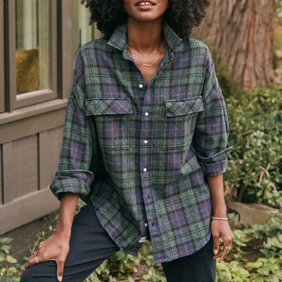 Frank & Eileen McLoghlin Utility Shirt in Textured Plaid Flannel - Picture 1 of 5